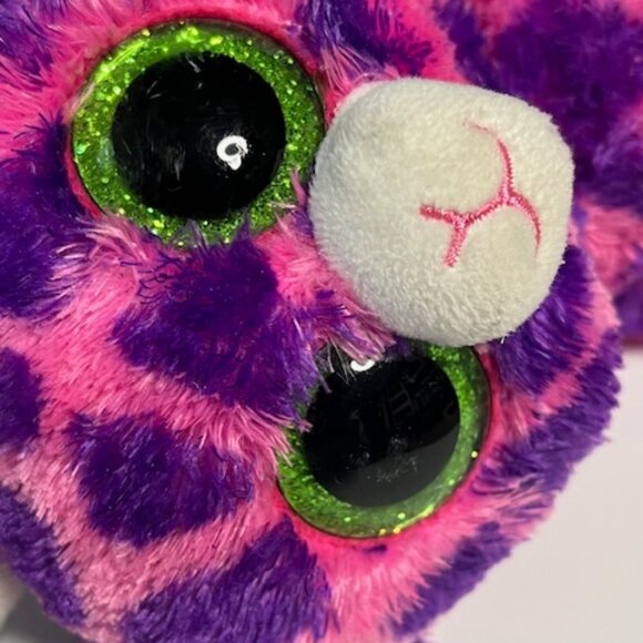 Ty Beanie Baby Ty Silk "Gilbert" Giraffe Glitter Eyes 7" Pink Purple Green - Picture 8 of 9